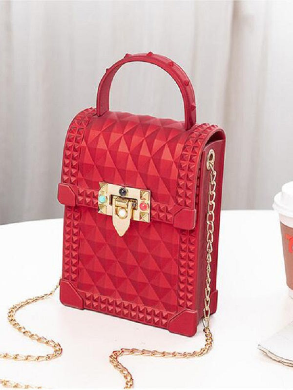 Rhombic Pattern Chain Crossbody Phone Bag Mssza