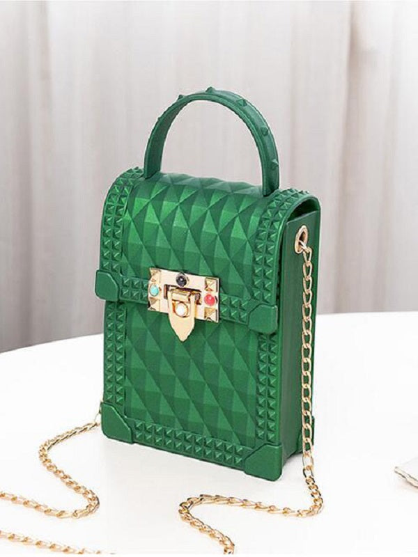 Rhombic Pattern Chain Crossbody Phone Bag Mssza