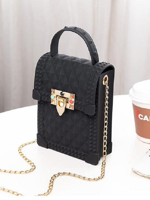 Rhombic Pattern Chain Crossbody Phone Bag Mssza