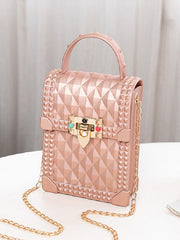 Rhombic Pattern Chain Crossbody Phone Bag Mssza