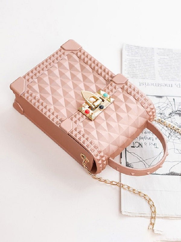 Rhombic Pattern Chain Crossbody Phone Bag Mssza