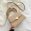 Rhombus Student Coin Pack Pleated Metal Heart Shape Trim Shoulder Tote Bags Mssza