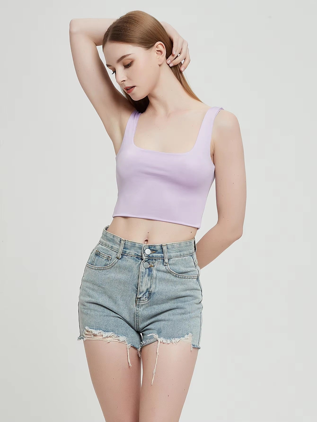 Ribbed Casual Fitness Short Vest Candy Colors Knitted Off Shoulder Crop Top Mssza
