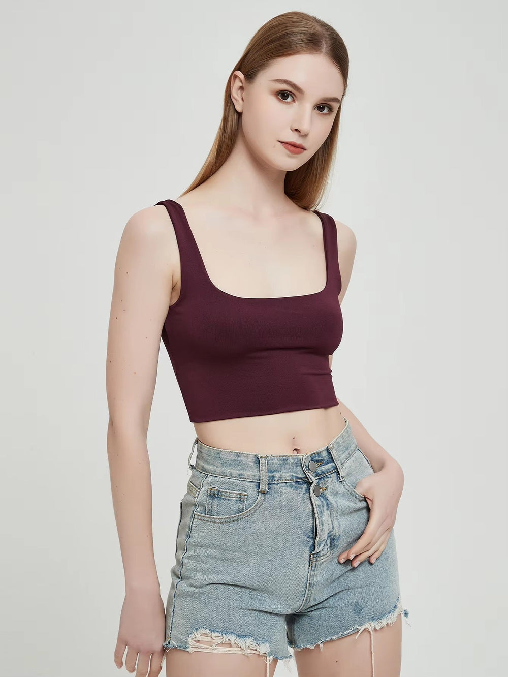 Ribbed Casual Fitness Short Vest Candy Colors Knitted Off Shoulder Crop Top Mssza