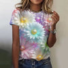 Casual Round Neck 3d Floral Printing Short Sleeve Tees Tops Mssza