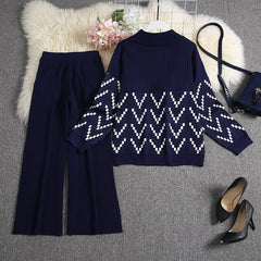 Round Neck Loose Sweater And Wide-leg Pants Mssza