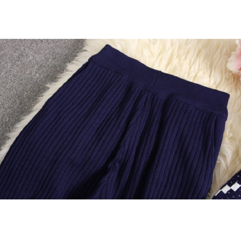 Round Neck Loose Sweater And Wide-leg Pants Mssza
