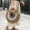 Bohemian Straw Woven Handmade Beach Travel Holiday Tote Round Bags Mssza