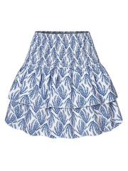Ruffle Pleated Floral Printed Elegant And Vintage Vacation MiniSkirt Mssza