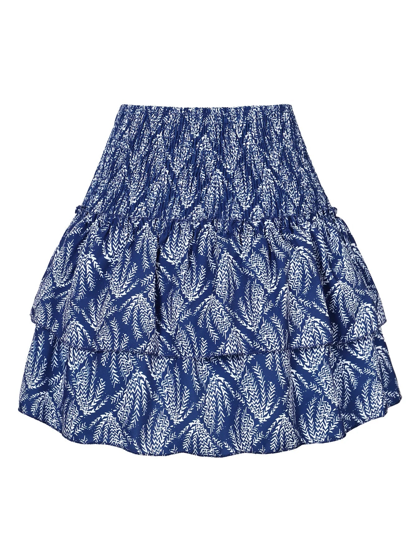 Ruffle Pleated Floral Printed Elegant And Vintage Vacation MiniSkirt Mssza