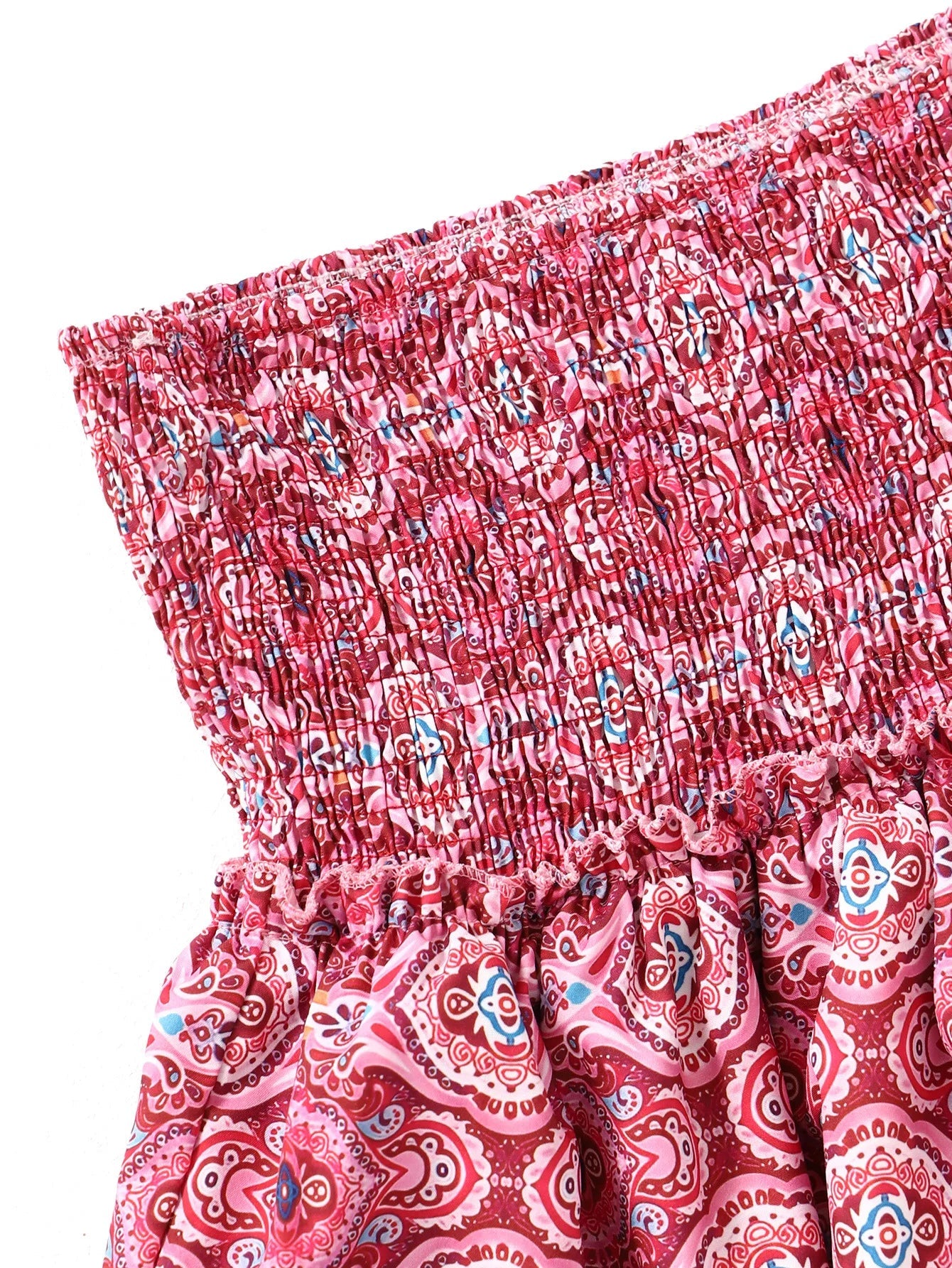 Ruffle Edge Printed Floral Pleated Boho Vintage And Beautiful Mini Skirt Mssza
