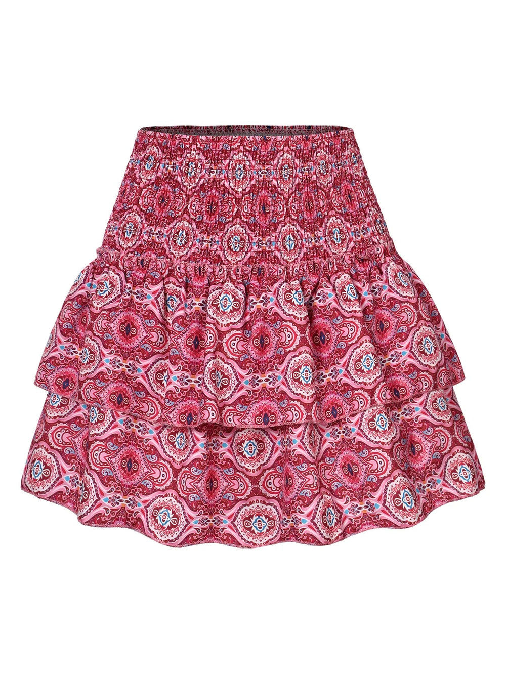 Ruffle Edge Printed Floral Pleated Boho Vintage And Beautiful Mini Skirt Mssza