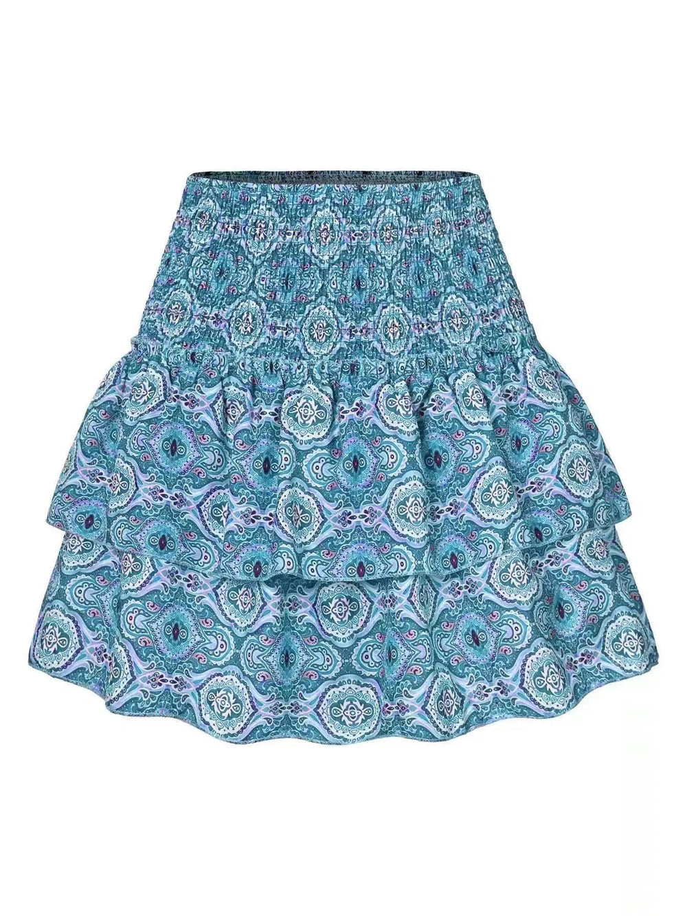 Ruffle Edge Printed Floral Pleated Boho Vintage And Beautiful Mini Skirt Mssza