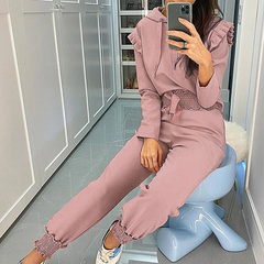 Ruffle sleeve Hooded collar jumpsuit Mssza
