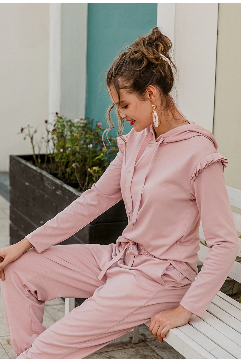 Ruffle sleeve Hooded collar jumpsuit Mssza