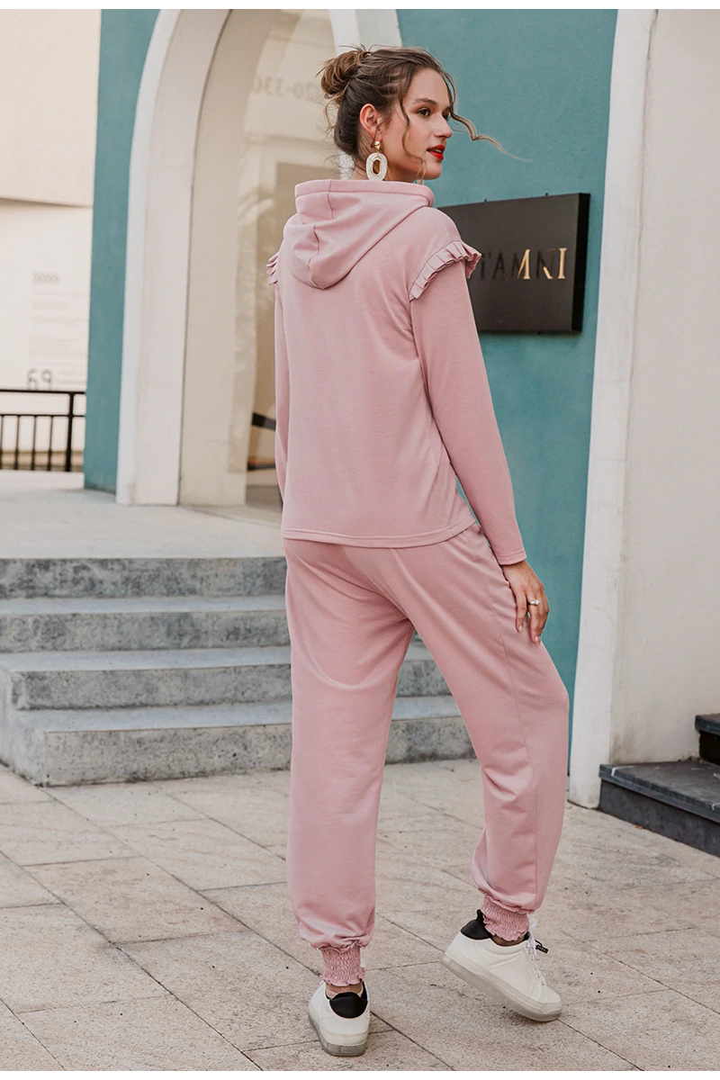 Ruffle sleeve Hooded collar jumpsuit Mssza