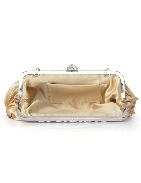 Ruffles Chains Silk Wedding Handbag Mssza