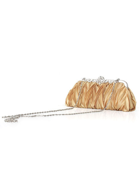 Ruffles Chains Silk Wedding Handbag Mssza