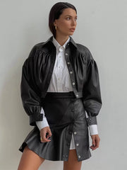 Ruffles High-slit Raised Waist Polyester Chic Short Bottoms Skirts Mssza