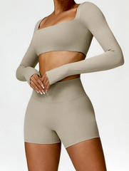 Running Workout Long Sleeve Sports Quick-Drying 2 PCS Yoga Gym Tracksuit Mssza
