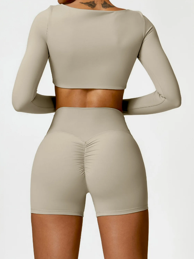 Running Workout Long Sleeve Sports Quick-Drying 2 PCS Yoga Gym Tracksuit Mssza