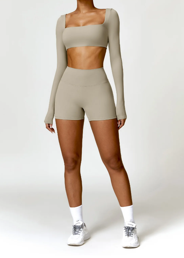 Running Workout Long Sleeve Sports Quick-Drying 2 PCS Yoga Gym Tracksuit Mssza