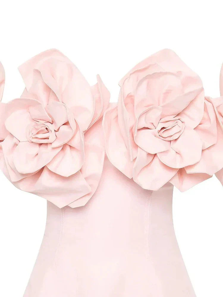 Slash Neck 3D Flower Mini Dress Mssaz Desses