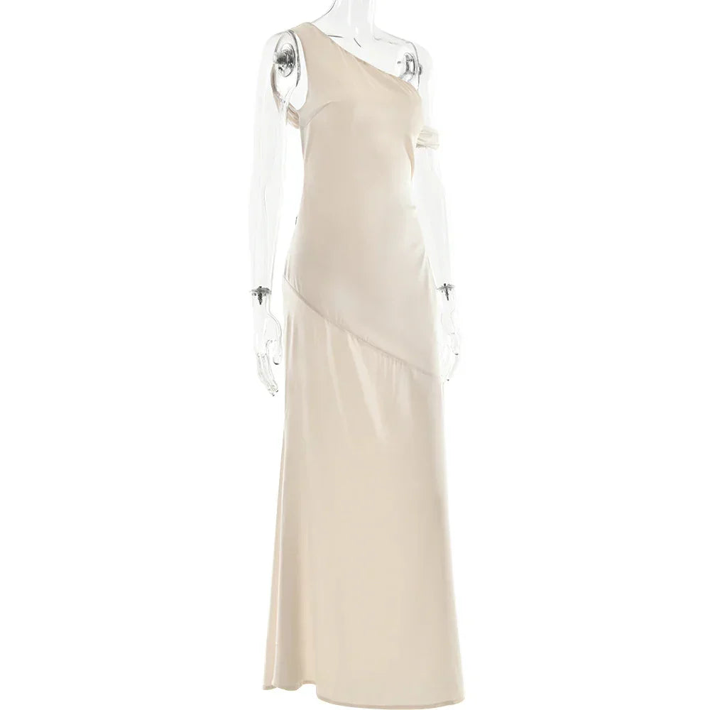 Satin Apricot Backless Long Dress Mssaz Desses