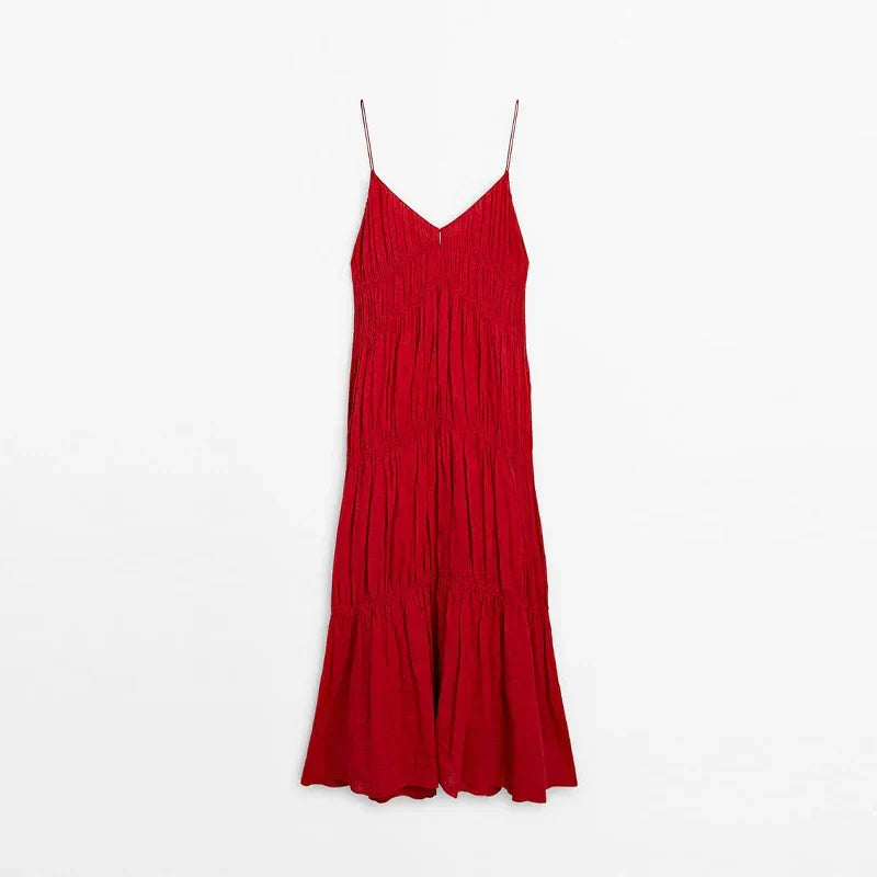 Sling A-line Sleeveless Deep V-neck Dress Mssaz Desses