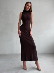 Sleeveless Turtleneck Maxi Dress Mssaz Desses