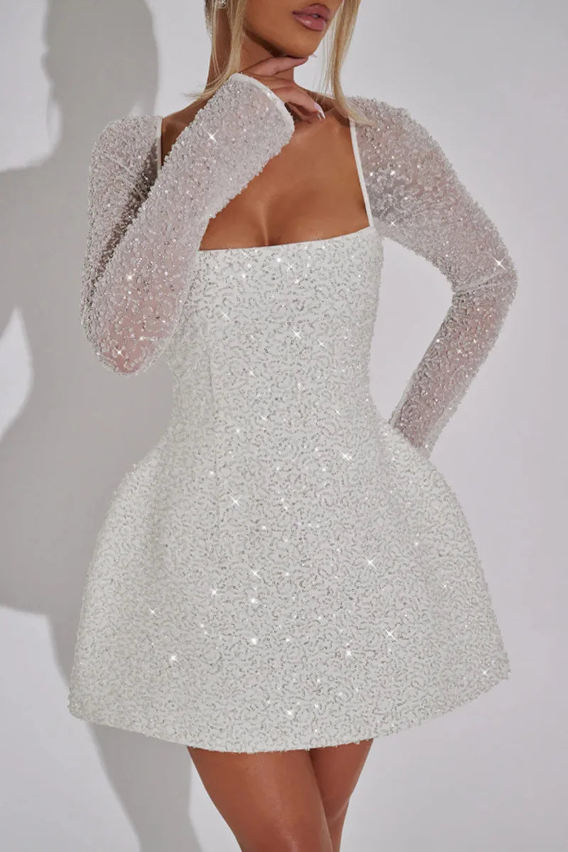 Glitter Bandage Backless A-line Party Dress Mssaz Desses