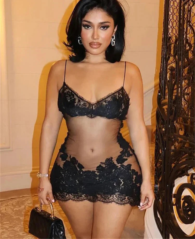 Mesh Cami Embroidered Mini Dress Mssaz Desses