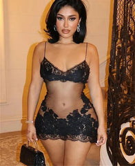 Mesh Cami Embroidered Mini Dress Mssaz Desses