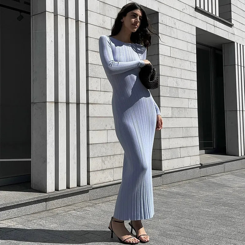 Ribbed Long Sleeve Maxi Dress Mssaz Desses