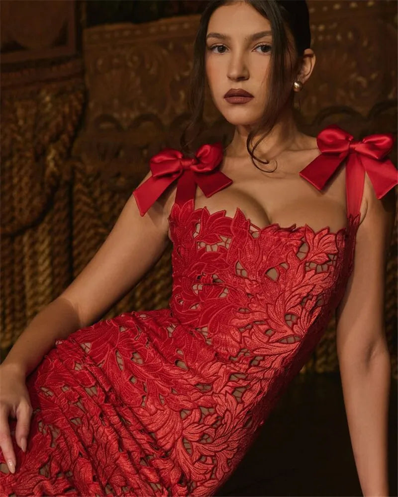 Bows Lace Bodycon Maxi Dress Mssaz Desses