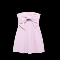 Pink Mini Dress 3D Bow, Backless Mssaz Desses