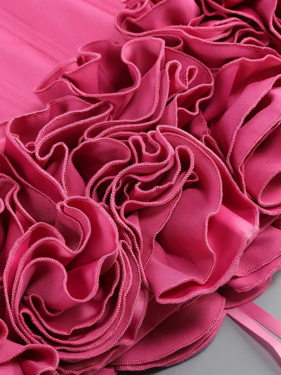 Red Flower Strapless Luxury Party Dress Mssaz Desses