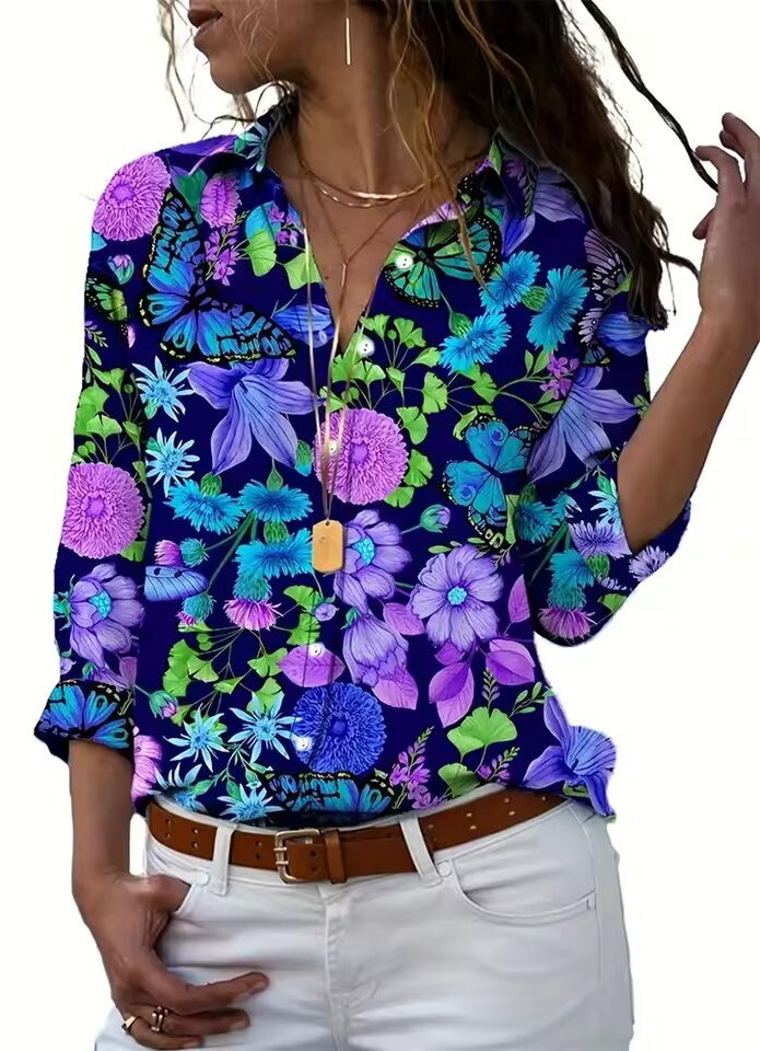 Sleek Cactus and Succulent Print Casual Shirt Mssza