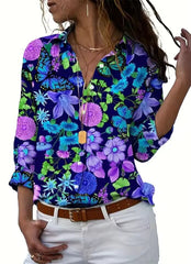 Sleek Cactus and Succulent Print Casual Shirt Mssza
