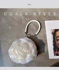 Silk Satin Rose Flower Clutch Purse Mssza