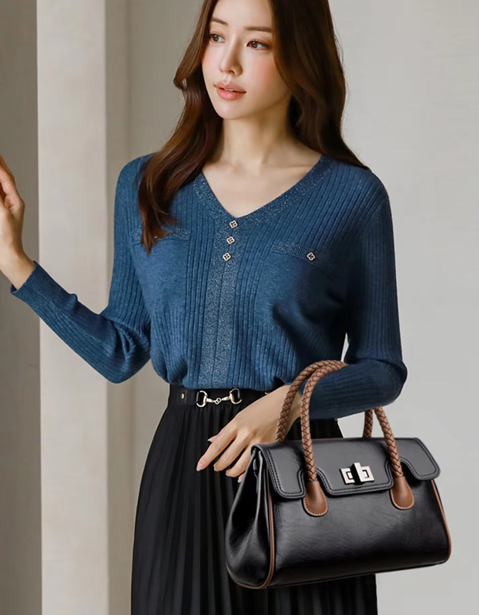 Luxury Designer High Quality Soft Leather Large Capacity Handbag Mssza