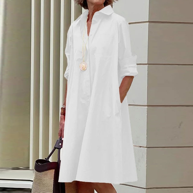 Shirt Dress Bohemian Long Sleeve Printed Dress Mssaz Desses