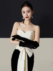 3D Flower Bowknot Patchwork Velvet Dress Mssaz Desses