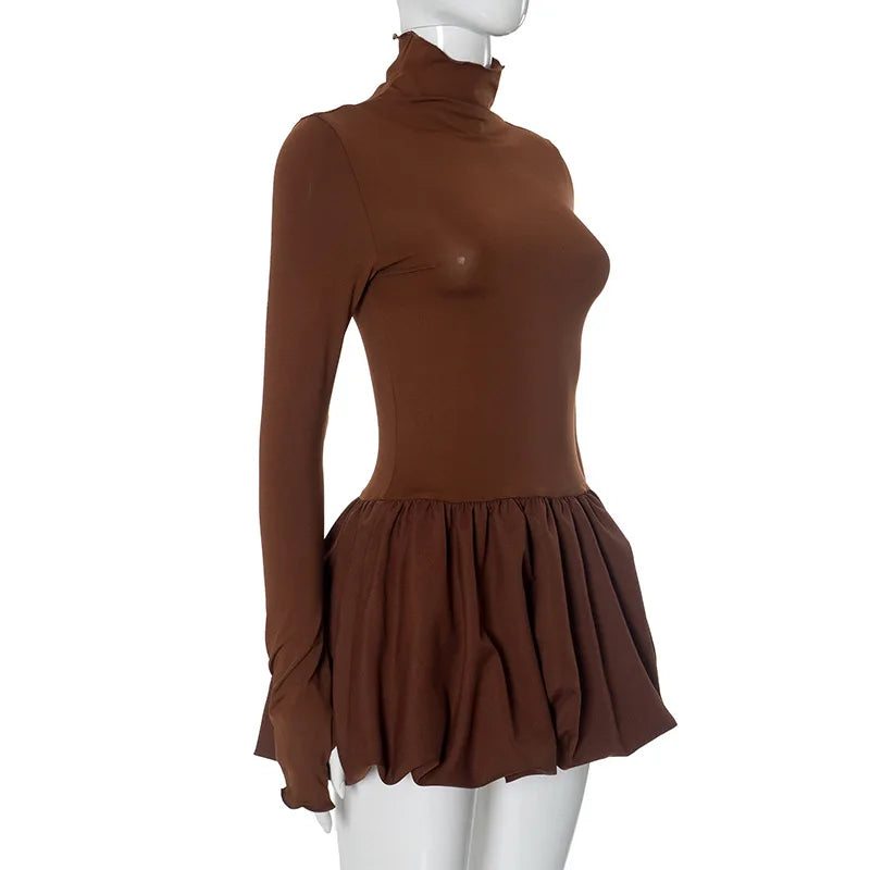 Long Sleeve Turtleneck Bud Mini Dress Mssaz Desses