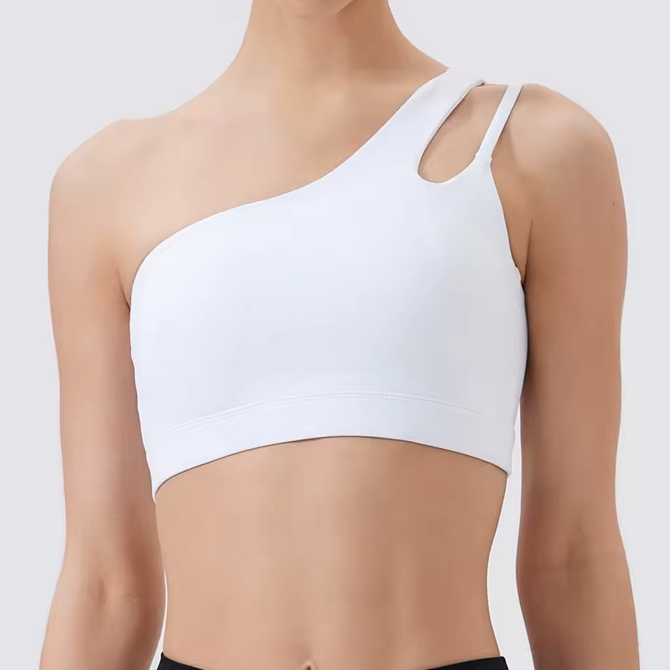 One Shoulder Shockproof Breathable Gym Yoga Running Bra Mssza