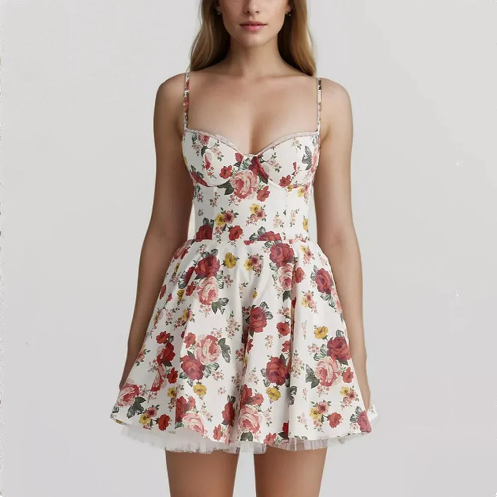 Floral Corset Mini Dress Mssaz Desses