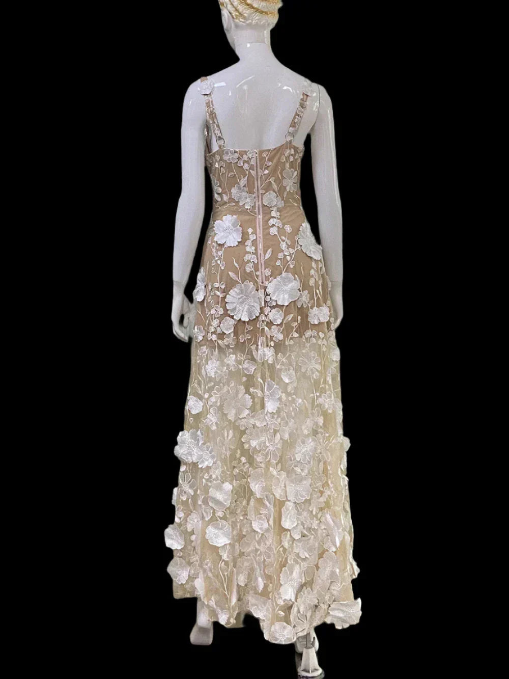 Floral Embroidered Mesh Maxi Dress Mssaz Desses