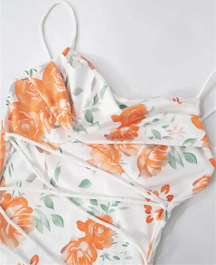 Floral Print Spaghetti Strap Long Dress Mssaz Desses