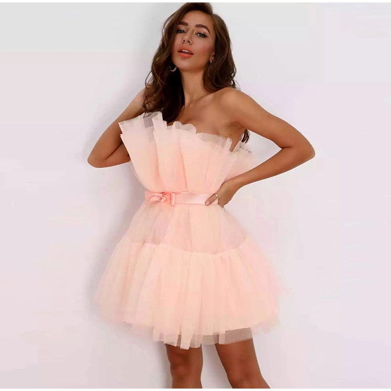 Off Shoulder Mesh Tutu Dress Bodycon Lace Short Dress Mssaz Desses
