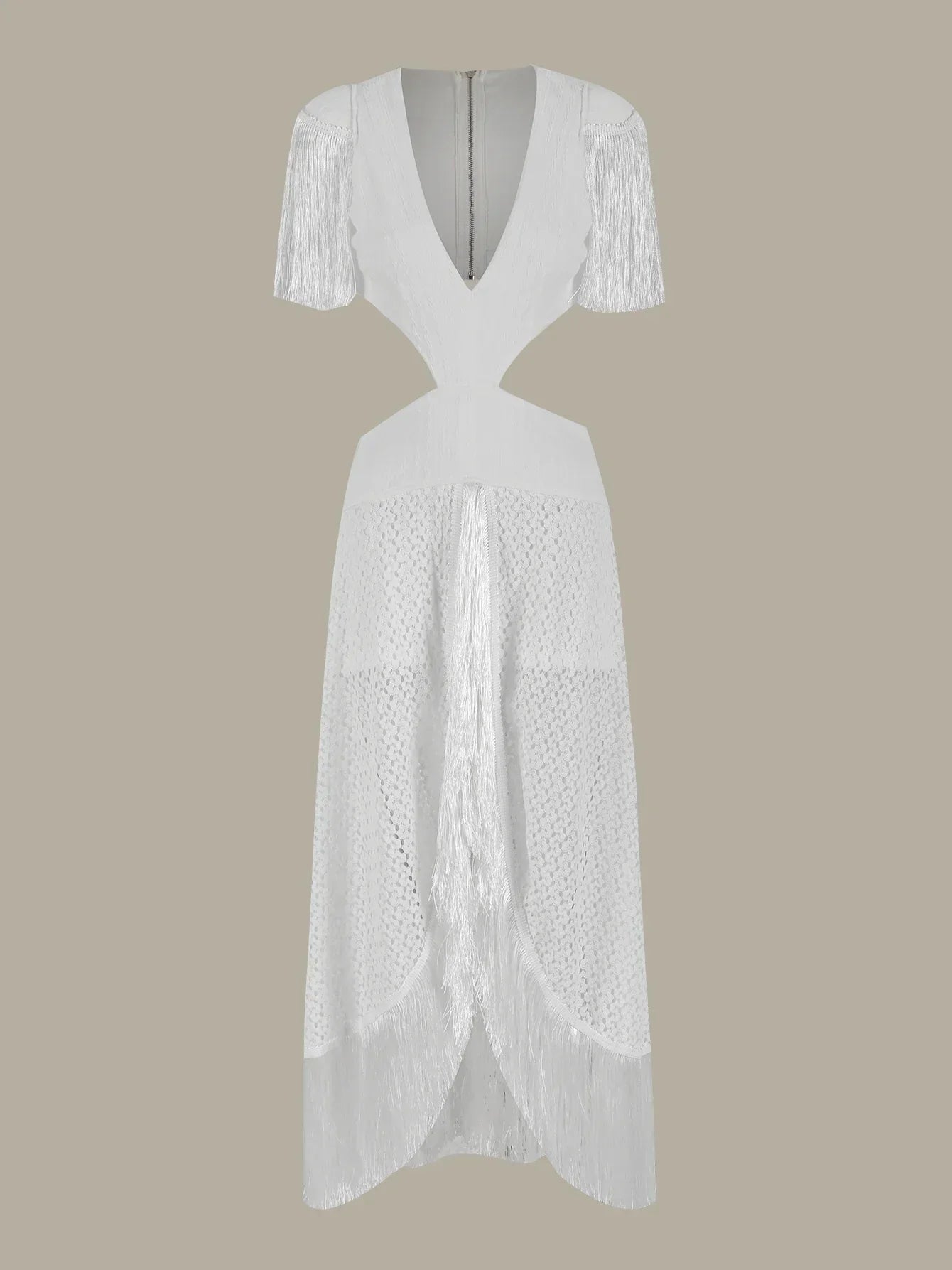 Deep V-Neck Tassel Long Party Dress Mssaz Desses